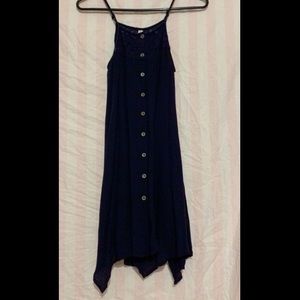 navy button up dress